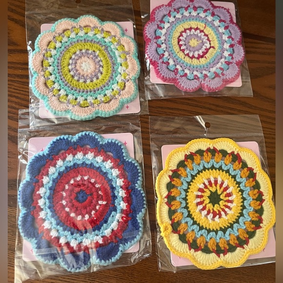Colorful Crochet Coasters Set - Picture 3 of 9